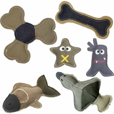 Set of 6 Linen Soft Toys for Dogs - Presents For Paws