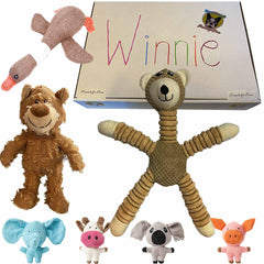 Soft Plush Dog Toy Box with 7 toys - Bear and Bear