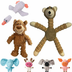 Soft Plush Dog Toy Box with 7 toys - Brown Bears