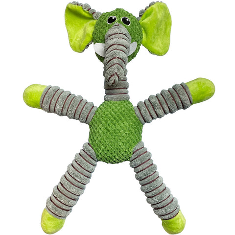 Green Elephant Dog Toy with Chew Mesh in arms, legs and neck - Presents For Paws