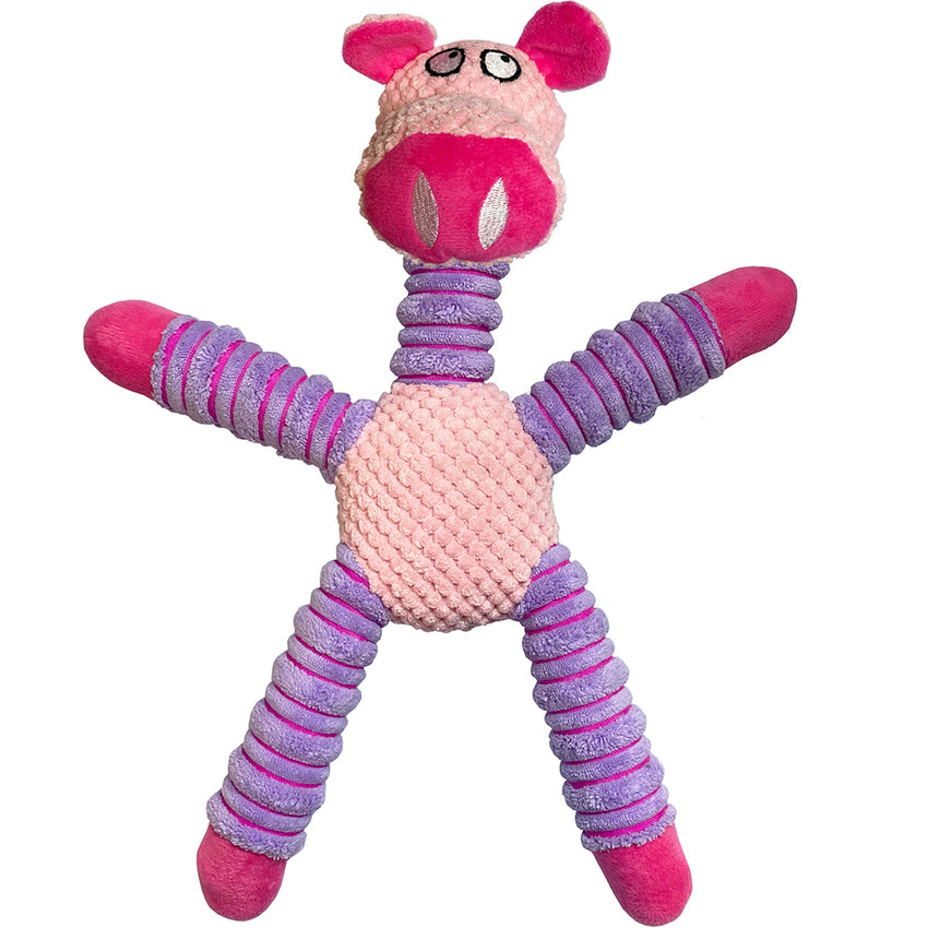 Pink Pig Dog Toy with Chew Mesh in arms, legs and neck - Presents For Paws