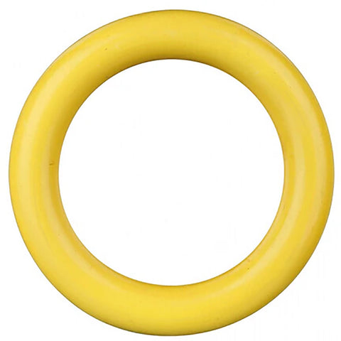 Yellow Natural Rubber Tough Dog Chew Ring - 9cm Presents For Paws
